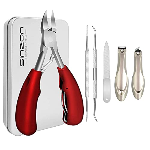Upgrade Nail Clippers, Toenail Clippers for Thick & Ingrown Nails Kits Stainless Steel Nail Clipper Big Toe Nail Clippers Tool with Rubber Handle for Family/Podiatrist/Professional/Ingrown/Seniors
