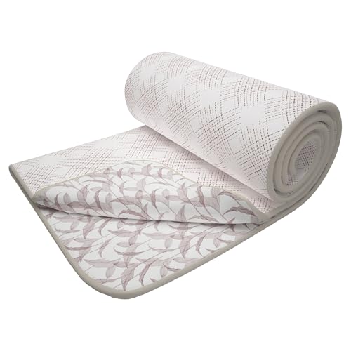 Image of Story@Home AC Quilted Queen Size Bed Cotton 100%| 150GSM 144x220 CM Quilt AC Blanket for Summer | AC Comforter Single Bed | White & Magenta, Dashed line & Leaf Reversible Design| All-Season Blanket