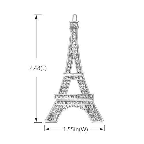 Image of Gyn&Joy Clear Crystal Rhinestones Eiffel Tower Fashion Brooch Pin