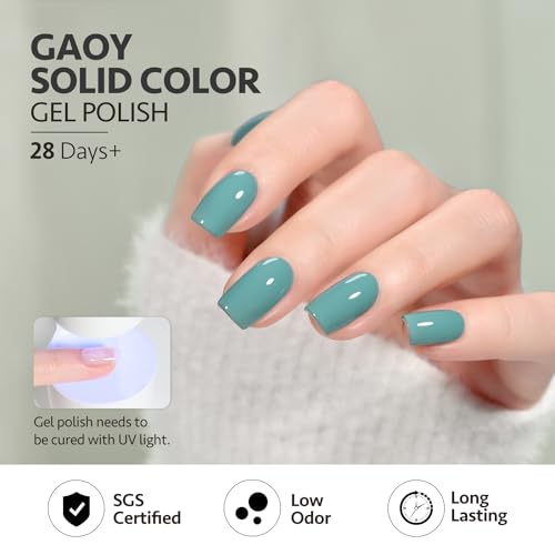 Image of GAOY Green Gel Nail Polish Set, 6 Colors Dark Forest Green Blue Gray Soak Off UV Light Cure Gel Polish Kit for Salon and Nail Art DIY at Home