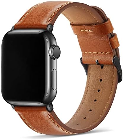 Tasikar Bands Compatible with Apple Watch Band 49mm 45mm 44mm 42mm Men Genuine Leather Replacement Bands Compatible with Apple Watch Ultra Series 8 7 (45mm) SE 6 5 4 (44mm) 3 2 1 (42mm) - Classic Brown