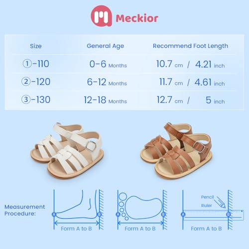 Image of Meckior Baby Toddler Infant Girls PU Leather Soft Open Toe Summer Sandals Flower Princess Flat Shoes
