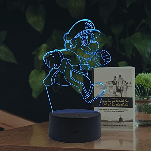 Yan-tech 3D LED Night Light Touch Sensor Remote Control 16 Color USB Base Charge AA Battery Powered House Super for Children Baby Bedroom Lamp Desk Lamp Party Decor Kid Birthday Outdoor Portable