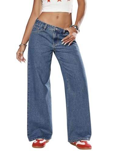 Image of Shasmi Women's Black Wide Leg Baggy Jeans High Waist Relaxed Fit Denim Pants - Loose Straight Fit Korean Style Oversized Casual Jean for Womens (Jeans 294)
