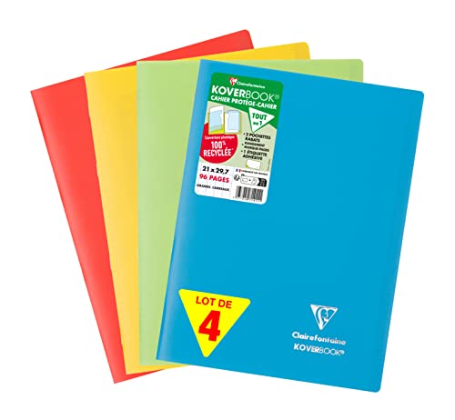 Cahier Clairefontaine Koverbook 4 cahiers grands carreaux 96 pages