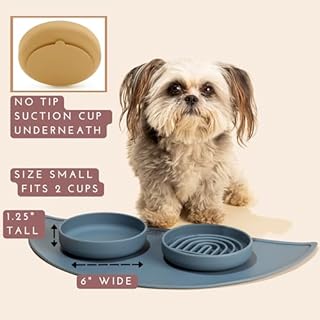 Should We Go? Dog Water Bowl - The Perfect Dish No-Spill, Less Mess Non-Tippable Water & Food Bowl, Pure Silicone with Suction Cup, Fits 2 Cups 6” Across x 1.25” Tall, Ideal for All Pets, Small-Ocean