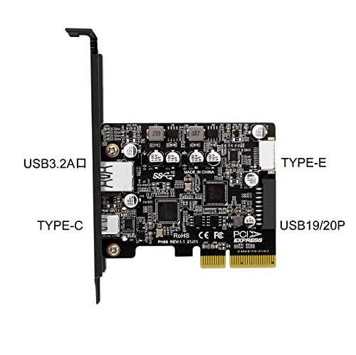 WANGCL USB C PCIE Card PCI USB 3.2 Card USB3.2 port+TYPE-C+front TYPE-E+19/20PIN for Type C Front Panel Mount Adapter - Image 3