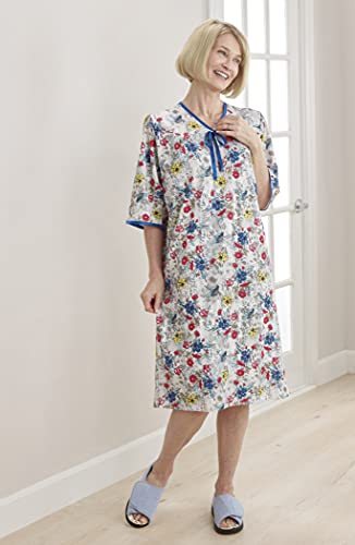 Silvert's Adaptive Clothing & Footwear Open Back Night Gown For Ladies - Assisted Dressing Hospital Gown - Floral Chain Lge #TOP3