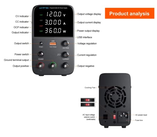 Image of WANPTEK-CHAALAKAM SMPS Variable DC Power Supply 0-120V & 0-03A (360W) WPS1203H - 03 Window 04 Digit Display