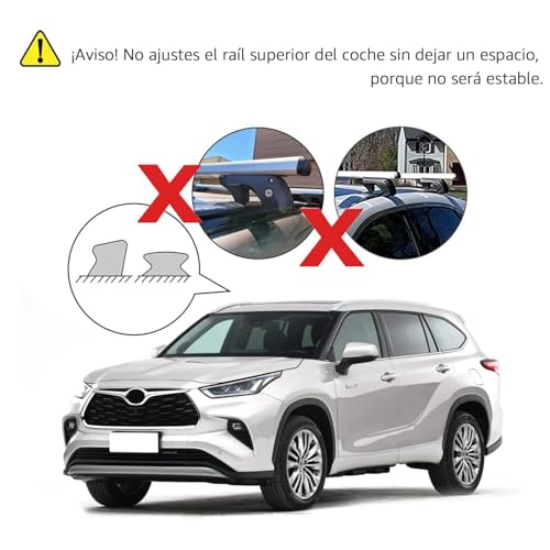 Miniatura 5 de Amazon Basics portaequipajes de techo con rieles cruzados, 52 pulgadas, se adapta a tramos de hasta 46 pulgadas entre rieles laterales elevados con espacio, paquete de 2, negro/plateado