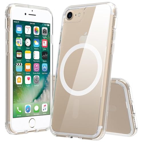 FanTEK Phone Case Compatible with iPhone SE 2nd 2020 and 3rd 2022 Generation/iPhone 7 / iPhone 8 4.7 Inch, Magnetic Clear Case Protective Bumper Hard Back Cover