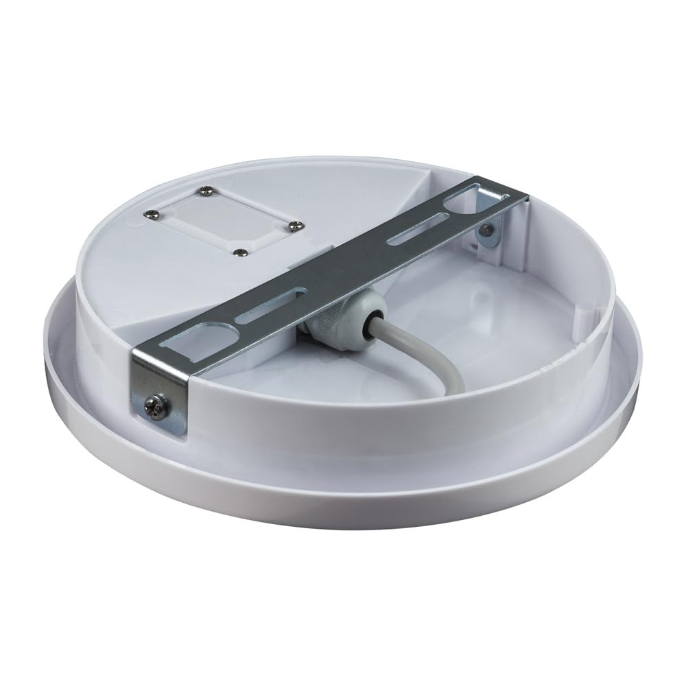 Beghelli Plafoniera GeoLED Tonda, 20W, Policarbonato, Diametro 22 cm, per Locali Secondari, Uso Interno/Esterno