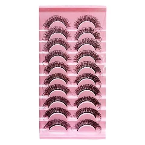 False Eyelashes Russian Strip Lashes D Curl Faux Mink Lashes Reusable Natural Look Thick Lightweight Fake Lashes- 10 Pairs Cover