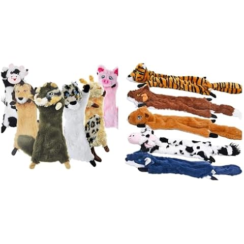 SHARLOVY Dog Squeaky Toys No Stuffing, Crinkle Dog Toys, Animals Dog Plush Toy Dog Chew Toy for Large Dogs and Medium Dogs Cover