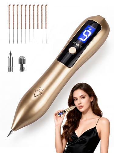 9-Speed Skin Tag Remover Pen - USB Rechargeable Mole Wart Removal Tool LCD Display & Safety Lock Painless Professional Spot Remover for Face and Body Home Use