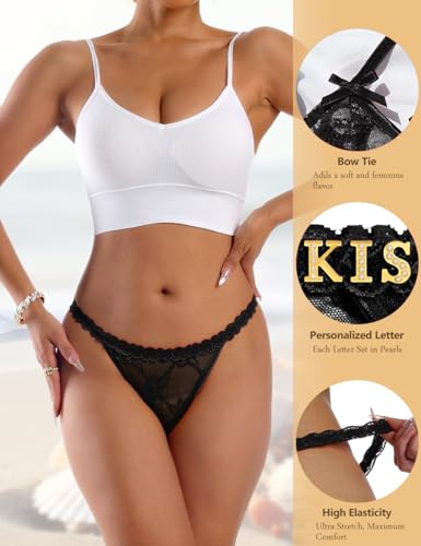 Image of Sexy Underwear for Women Lace Panties Sexy Thong with Funny Rhinestone Letters for Couple Gifts