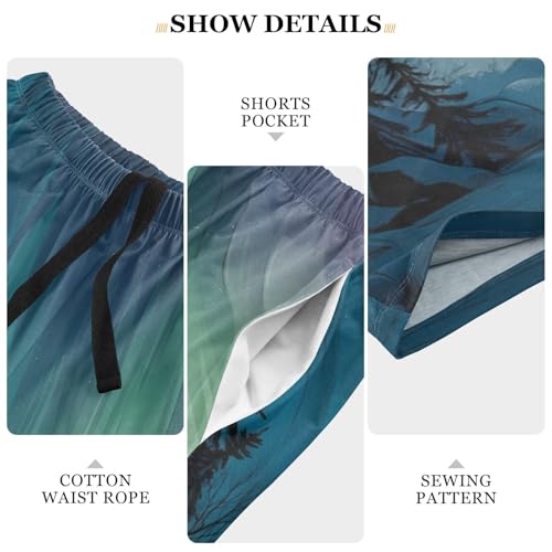 Mens Sleep Shorts Winter Sasquatch, Elastic Pajama Pants Sleepwear with Pockets S4