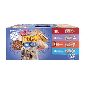 Purina Friskies Gravy Wet Cat Food Variety Pack, Savory Shreds With Beef, Turkey and Cheese Dinner, Chicken and Salmon Dinner, With Ocean Whitefish and Tuna – (Pack of 32) 5.5 oz. Cans
