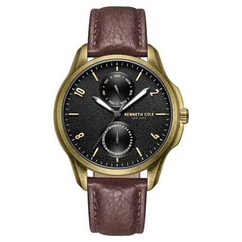 Kenneth Cole Quartz Multifunction Black Dial Brown Leather Strap Watch for Men - KCWGF0015901MN