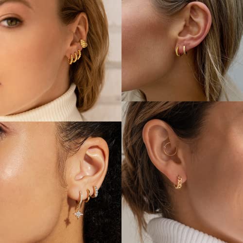 BMMYE 4 Pairs Small Gold Huggie Hoop Earrings for Women Hypoallergenic Mini Hoops Earrings Set for Multiple Piercing Lightweight Small Gold Hoops Stack Jewelry for Gifts3