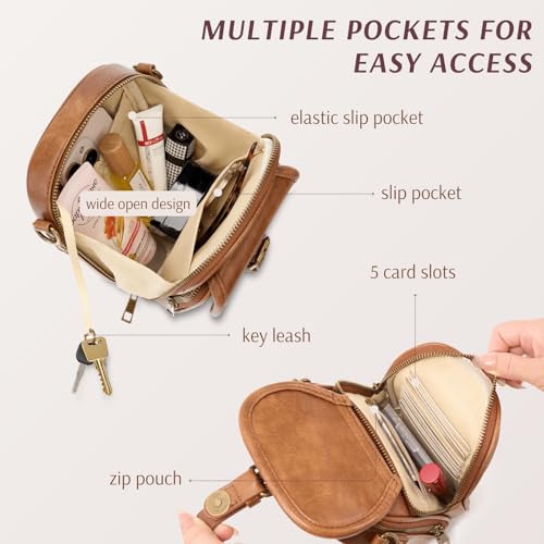 Small Crossbody Cell Phone Purse for Women Vintage Mini Crossbody Bag with Card Slots, Vegan Leather Phone Wallet Pouch4