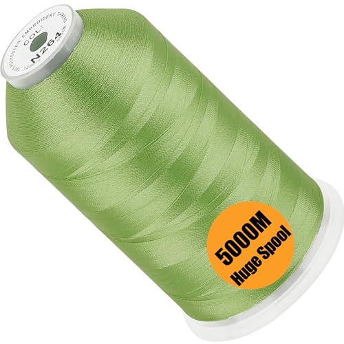 Image of New brothread - Single Huge Spool 5000M Each Polyester Embroidery Machine Thread 40WT for Commercial and Domestic Machines - Green Dust(Janome Color)
