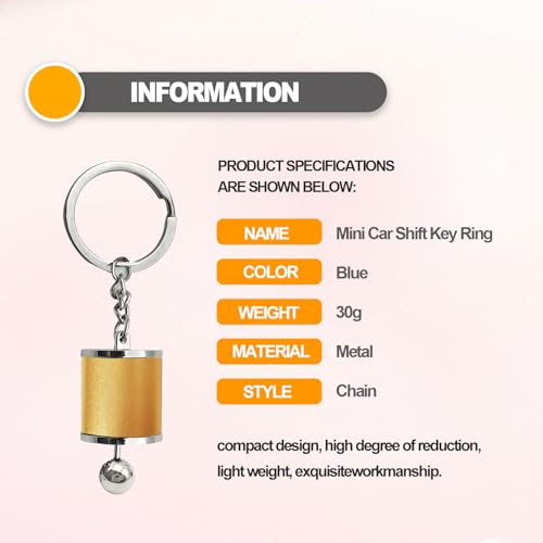Image of stymart Keychain, 6 Speed Gear Box Shifter Keychain (Yellow), Moveable Gearshift Lever, Car Enthusiasts Accessory
