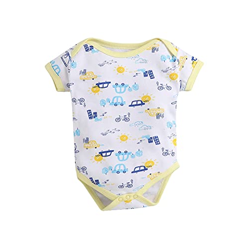 Image of POOJA BABY Cotton Baby Bodysuit Short Sleeve Half Romper Pack of 3 Soft & Comfortable for Kids Pack of 3