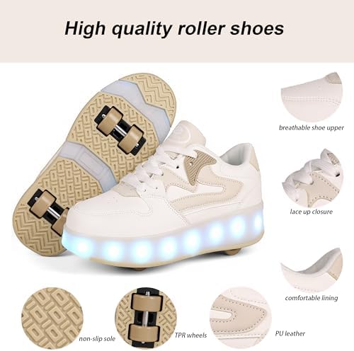 Ufatansy Roller Shoes Colorful LED Lights Children Light Up Roller Skate Shoes Fashion Sneakers for Girls Boys Skateboarding USB Rechargeable Sneakers — view 2
