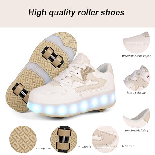 Ufatansy Roller Shoes Colorful LED Lights Children Light Up Roller Skate Shoes Fashion Sneakers for Girls Boys Skateboarding USB Rechargeable Sneakers by Ufatansy - Image 3