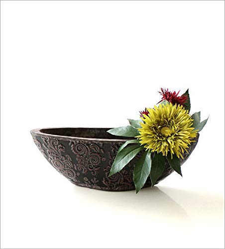 おしゃれな陶器製花器 花瓶 フラワーベース 幅50cm aggy10020 花瓶 おしゃれ 陶器 口が広い フラワーベース 花器 陶器のベース