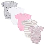 Niedlicher, kurzärmeliger Baby Wickelbody mit tollen Prints in schönen Farben für Mädchen im attraktiven 5er Set