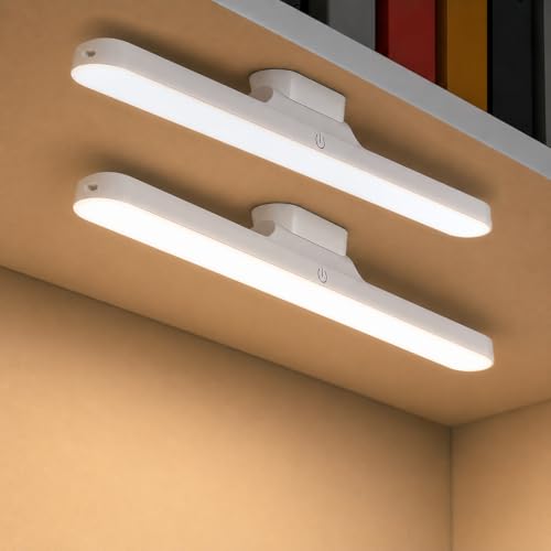 Image of COVACURE Slim LED Under Cabinet Lamp with Curved Edge, 3 Color Dimmable Modes, 1200mAh Battery, USB Rechargeable Magnetic Mount LED Light Bar for Kitchen, Closet, Wardrobe & Bedroom Lighting (2 Pcs)