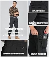 SPOSULEI Taktische Hose Herren Ripstop Cargohose Leichte Outdoor Wanderhose Arbeitshosen wasserdichte Militär Safari Hose Mit 9 Taschen Schwarz 32Wx32L – Ansicht 5