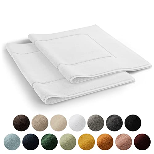 Blumtal - Tapis De Salle De Bain 51x79 cm - Lot de 2 - Tapis De Bain Blanc - Tapis De Douche Absorbant Et Doux - 100% Coton - Certifié Oeko-Tex