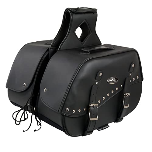 Image of Milwaukee Leather Studded Throw-Over Motorcycle Saddlebags - Synthetic Leather - Universal Fit - Zip-Off - Large