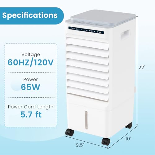ARLIME 3 in 1 Evaporative Air Cooler, Windowless Swamp Cooler with 4 Modes, 3 Speeds, 7H Timer, Wide Oscillation, Remote, Double Tanks and 4 Ice Packs, Cooling Fan for Bedroom Livi image 7