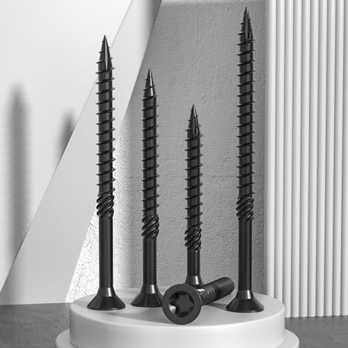 deck screws 4 inchheavy duty exterior wood screwstorx drive head deck screw black rust resistant epoxy coatedlong outdoor decking screws with star bitfor fencetimber 43pcs