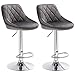 WOLTU 2X Taburete de Bar Asiento de Terciopelo Taburete Giratorio Sillas Bar Altura Regulable Taburete Alto Cocina Gris Oscuro BH138dgr-2