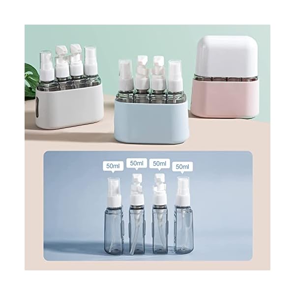 8 Pack Travel Bottles Set for Toiletries, TSA Approved Travel Containers, 50ml/2oz Leak Proof Travel Size Accessories with Label and Storage Box, Perfect for Business or Personal Travel Use, Blue Grey