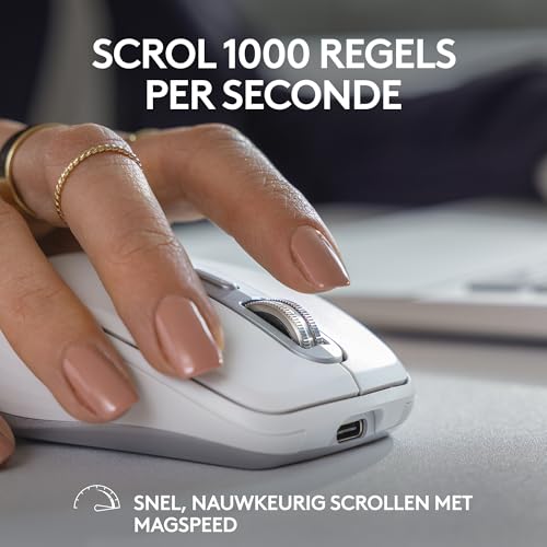 Logitech MX Anywhere 3S Compact draadloze muis, snel scrollen 8K DPI volgt op elke ondergrond, stille kliks, instelbare knoppen, USB-C, Bluetooth, Windows PC, Linux, Chrome, Mac - Lichtgrijs - Afbeelding 5