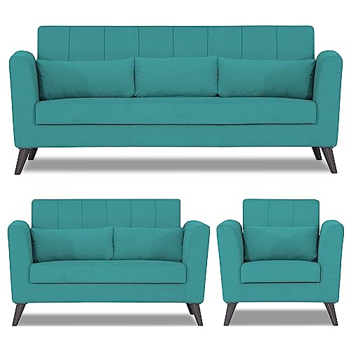 Image of Adorn India Daniel 3+2+1 6 Seater Sofa Set (Aqua Blue)