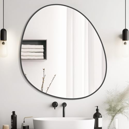 WallBeyond Asymmetrical Mirror, Irregular Wall Mirror, Abstract Wall Mirrors Decorative for Bedroom Living Room Entryway Hall, Unique Wall Mirror 28" H x 26" W, Black