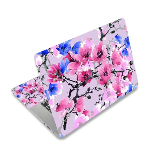 Autocollant vinyle ordinateur portable 15.6 pouces réutilisable motif floral chic prune
