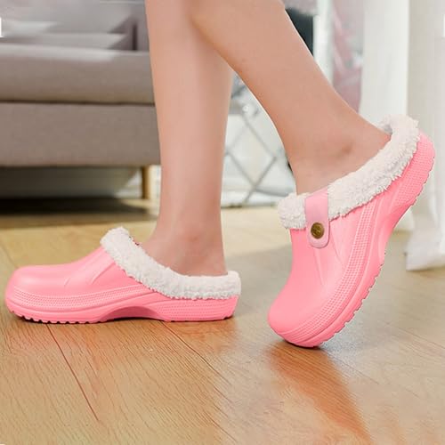 Clog Slippers for Women and Men Fur Lined Clogs Memory Foam Warm Fuzzy Slippers Winter Waterproof Indoor Outdoor Slipper2