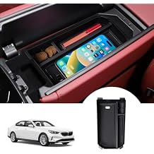 Autorder Center Console Organizer for 2024-2026 BMW 5 Series 520i 530i 530e 540i 550e Accessories Armrest Storage Box Secondary Insert Tray with Anti-Slip Mat