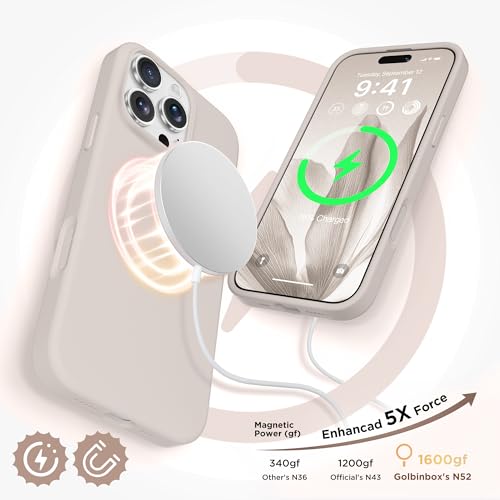 Image of GolbinBox Magnetic for iPhone 16 Pro Case, Silicone Cover, Stone