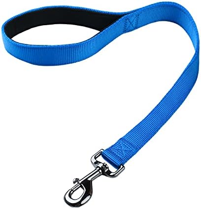 Cyclpet Nylon Short Dog Leash with Padded Handle 24 Inches Large Dog Lead. (24 Inches, Classic Blue)
