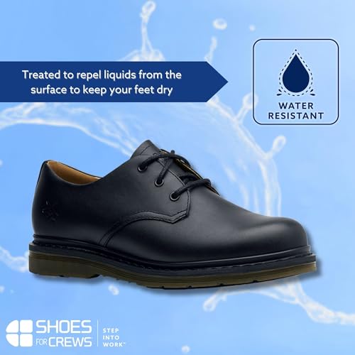 Shoes for Crews Minetta Mens Womens Unisex Non Slip Dress Work Shoes - Work & Safety Footwear, Water Resistant, Lace-up, Oxford Shoes, Wide, M15/W16.5 Black2