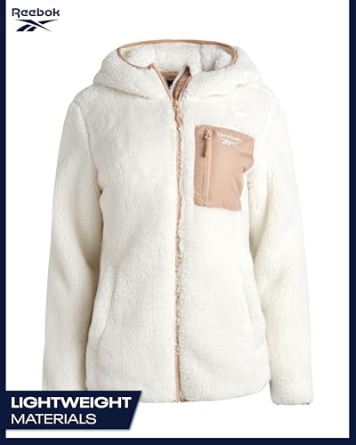 Reebok Womens Fleece Sweatshirt Jacket - Full Zip Sherpa Fur Hooded Jacket - Lightweight Teddy Coat for Women (S-XL)4